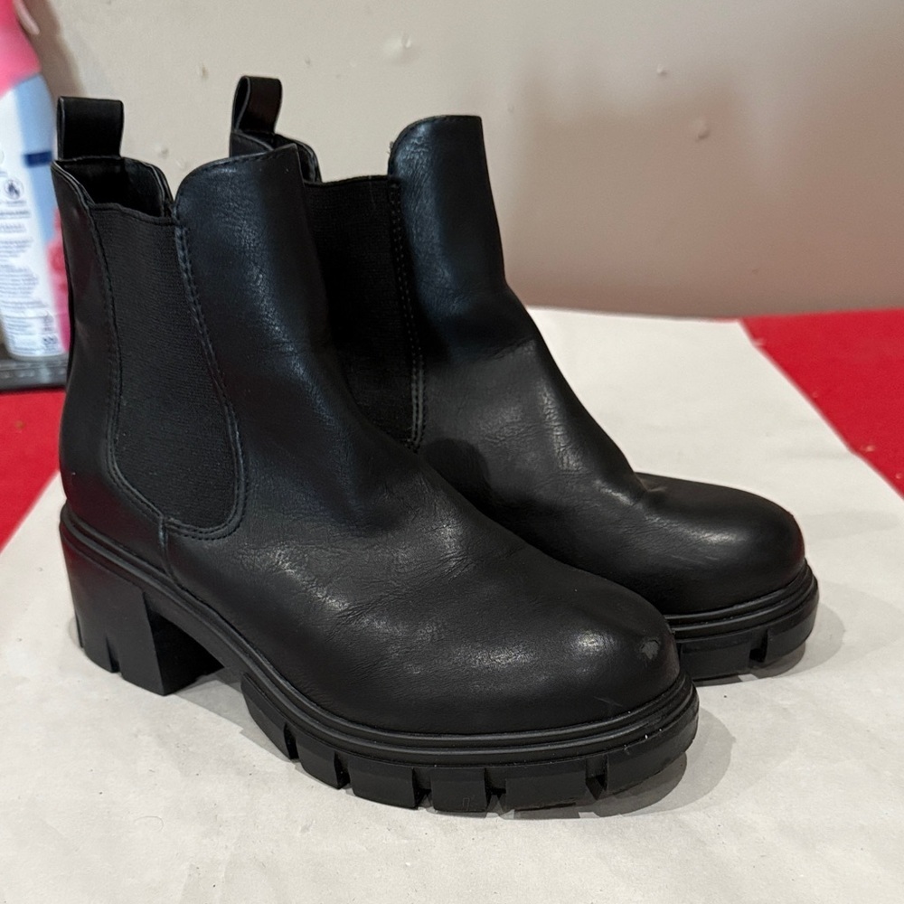MIA Black Chunky Heel Ankle Boots